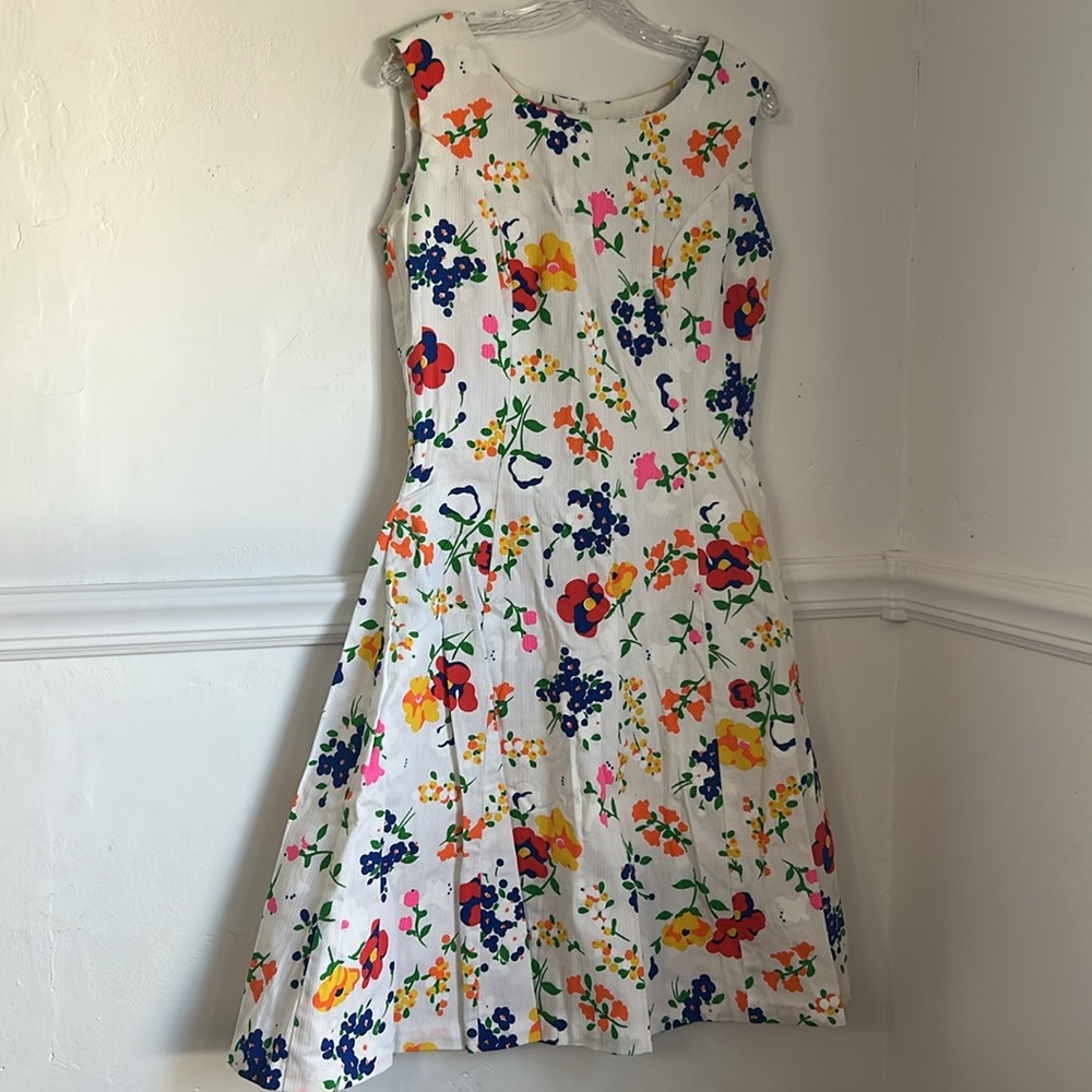 Vintage 1970s Lane Bryant Tall Shop Plus Size Colorful Floral Sleeveless Dress